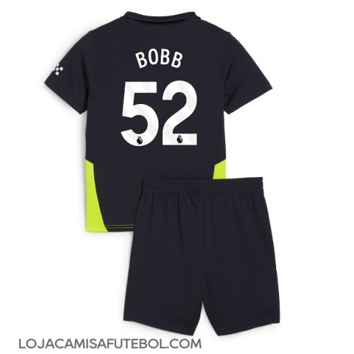 Camisa de Futebol Manchester City Oscar Bobb #52 Equipamento Secundário Infantil 2024-25 Manga Curta (+ Calças curtas)